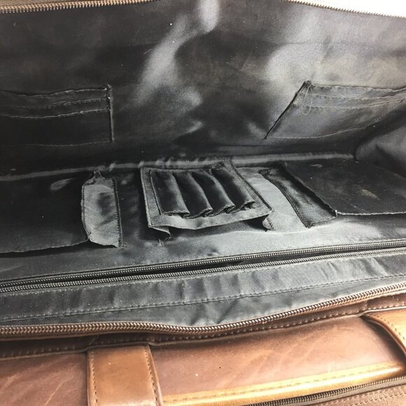 Mens Brown Leather Briefcase Messenger Laptop Fits 15" Computer Handmade Quality - Picture 9 of 12